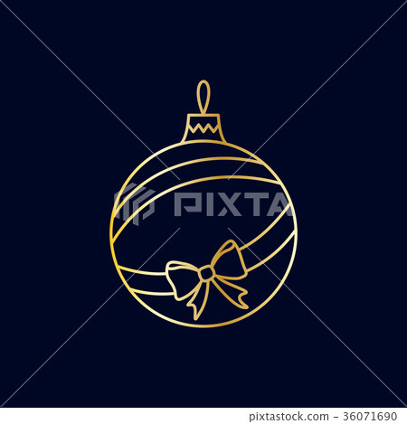 Vector golden Christmas tree ball, ribbon and bow - Stock Illustration ...
