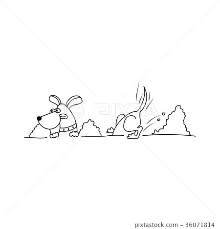 Vector cartoon yellow dog burrowing nora in earth 36071814