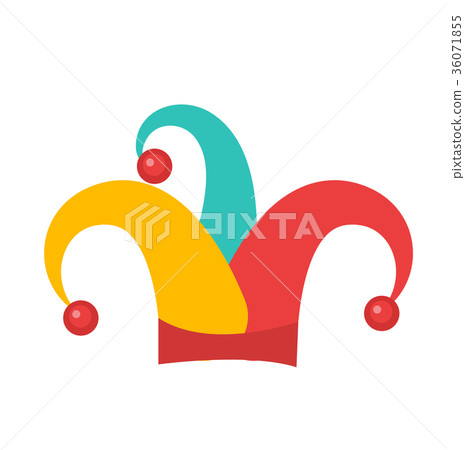 Colored jester hat icon flat style , isolated on Colored jester hat icon flat style , isolated on 36071855