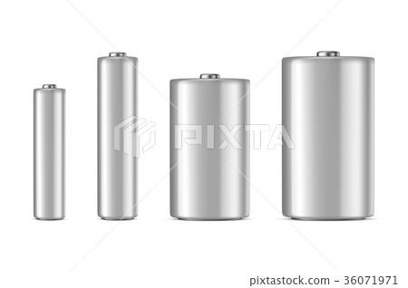 Vector realistic white alkaline batteriy icon set Vector realistic white alkaline batteriy icon set 36071971