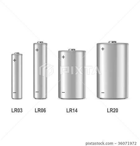 Vector realistic white alkaline batteriy icon set Vector realistic white alkaline batteriy icon set 36071972