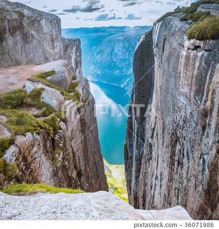 Aerial view Lysefjorden from Kjeragbolten Norway 36071986