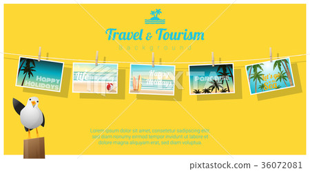 Sea postcards displayed on colorful background 36072081