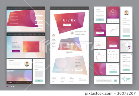 Website template design with interface elements Website template design with interface elements 36072207