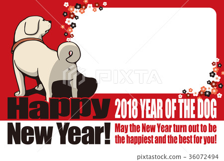 2018 New Year's card _ ass bare dog photo frame _ with English supplement 2018 New Year's card _ ass bare dog photo frame _ with English supplement 36072494