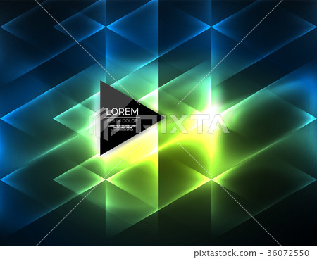 Color neon glowing triangles, abstract background 36072550