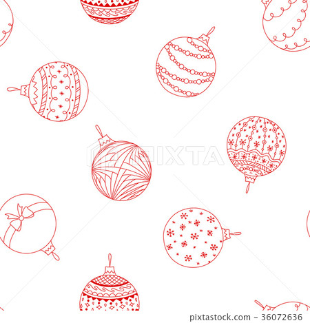 Vector seamless pattern of red Christmas tree ball - Stock Illustration ...