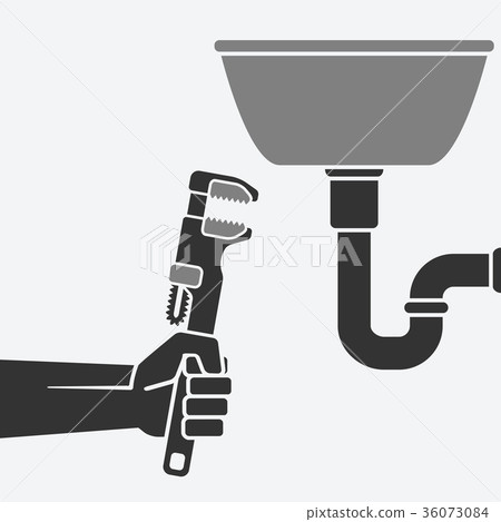 plumber with wrench repairing a leaking pipe plumber with wrench repairing a leaking pipe 36073084