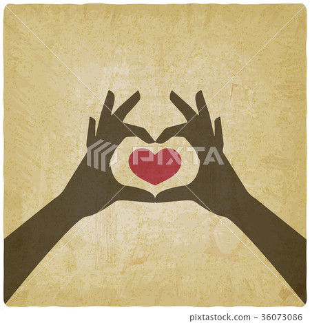 hands in heart shape on vintage background hands in heart shape on vintage background 36073086