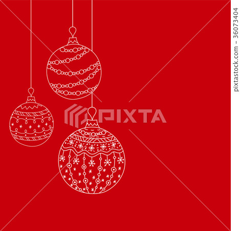 Vector Christmas card from three Christmas ball Vector Christmas card from three Christmas ball 36073404