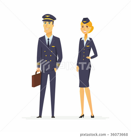 Pilot and flight attendant - cartoon people 36073668