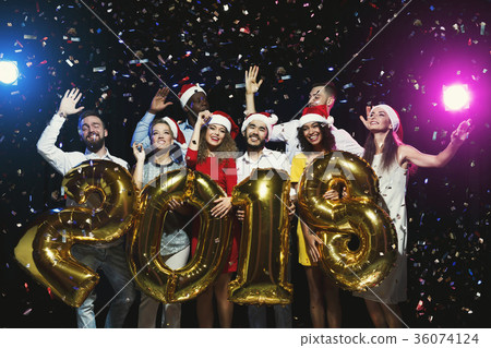 Office new year party. Young people having fun Office new year party. Young people having fun 36074124
