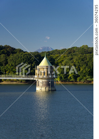 Autumn intake tower reflected on the lake Sayama lake of autumn leaves Autumn intake tower reflected on the lake Sayama lake of autumn leaves 36074295