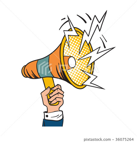 Loudspeaker comic book pop art retro style 36075264