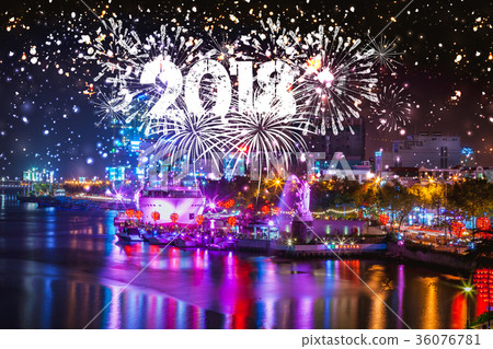 Cheerful fireworks display in city night Cheerful fireworks display in city night 36076781