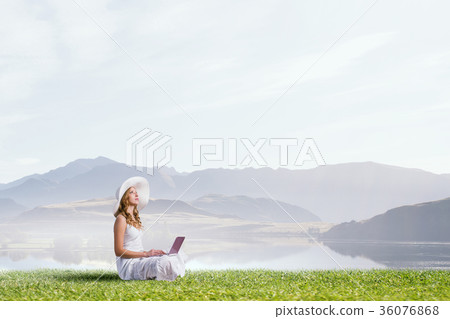 Lady using laptop Lady using laptop 36076868