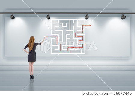 Businesswoman is looking for ways to escape from Businesswoman is looking for ways to escape from 36077440