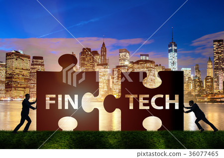 Fintech financial technology concept with puzzle Fintech financial technology concept with puzzle 36077465