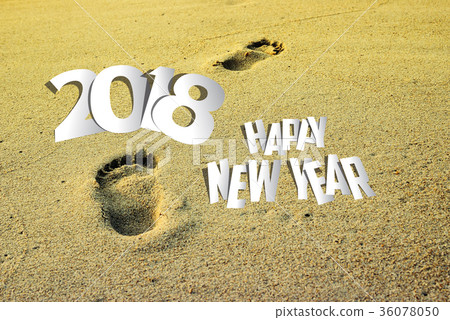 Happy new year for 2018 on the sand background Happy new year for 2018 on the sand background 36078050