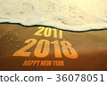 Happy new year for 2018 on the sand background 36078051
