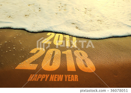 Happy new year for 2018 on the sand background Happy new year for 2018 on the sand background 36078051