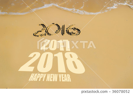 Happy new year for 2018 on the sand background Happy new year for 2018 on the sand background 36078052