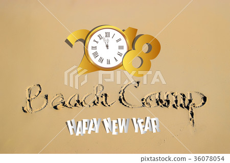 Happy new year for 2018 with old clock 36078054