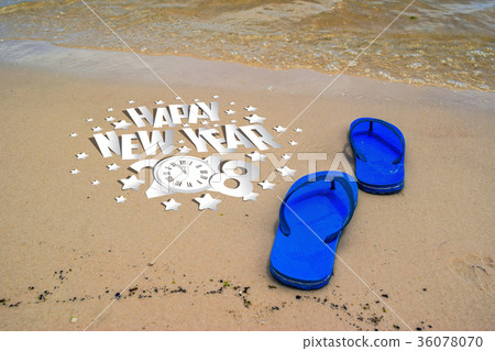New Year 2018 is coming concept with flipflops New Year 2018 is coming concept with flipflops 36078070