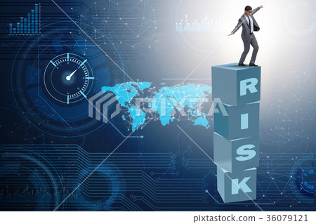 Businessman in risk and reward business concept 36079121