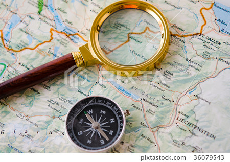 Travel concept with compass and map Travel concept with compass and map 36079543