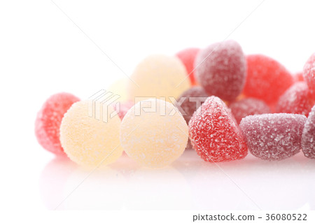 Colorful jelly sugar candies close up isolated in white background Colorful jelly sugar candies close up isolated in white background 36080522