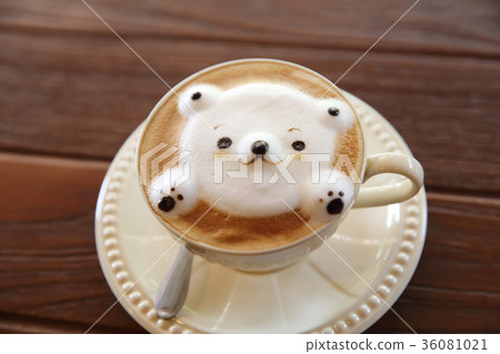 Latte coffee with bear on top Latte coffee with bear on top 36081021