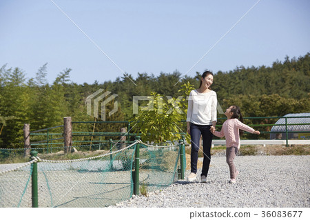 媽媽，女兒，經驗，牧場 36083677