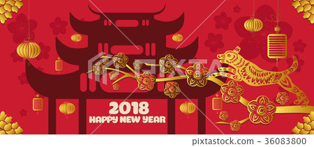 Banner with a dog in the style of the tribe Banner with a dog in the style of the tribe 36083800