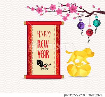 Chinese New Year festive scroll calligraphy Chinese New Year festive scroll calligraphy 36083921