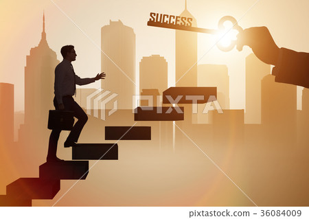 Businessman climbing the career ladder of success Businessman climbing the career ladder of success 36084009