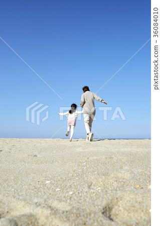 母親,女兒,旅行,海 母親,女兒,旅行,海 36084010