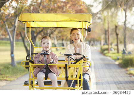 Mom, Daughter, Park, Bike 36084433