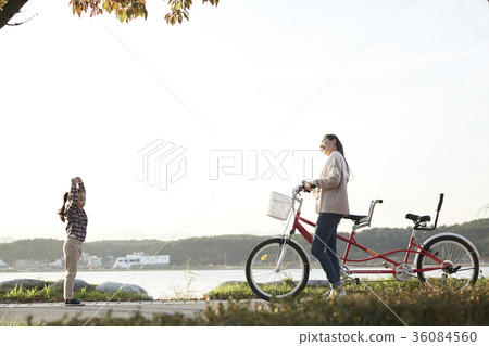 Mom, Daughter, Park, Bike 36084560