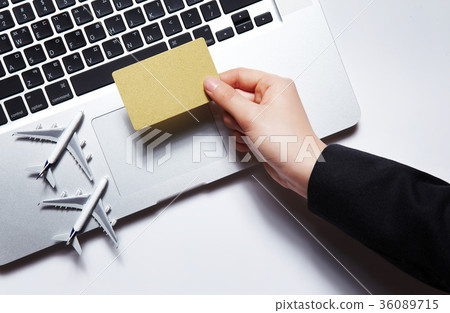 Hand, card, macbook, airplane Hand, card, macbook, airplane 36089715
