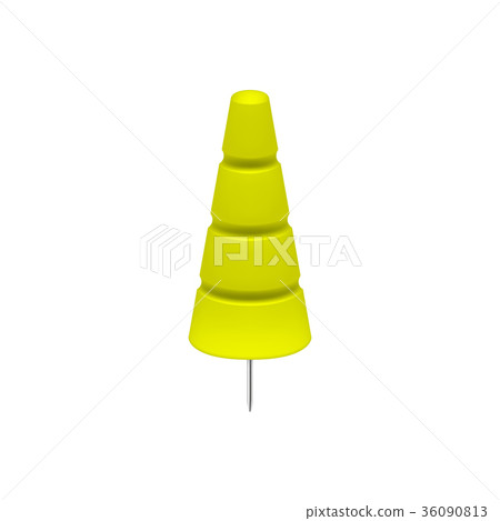 Yellow push pin in shape of tree Yellow push pin in shape of tree 36090813