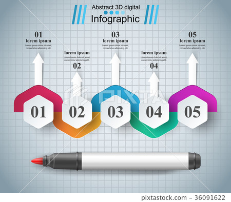 Abstract marker drawing 3d infographics Abstract marker drawing 3d infographics 36091622