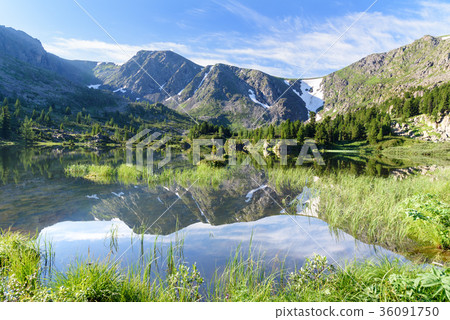 View on Fourth Lake of Karakol lakes in Altai View on Fourth Lake of Karakol lakes in Altai 36091750