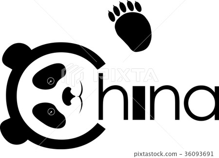 abstract inscription with a panda / "China" / logo 36093691
