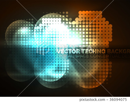 Shiny neon glowing circles, dot particles 36094075