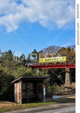 Chiba Prefecture Isumi Railway Bus Stop and Railway Bridge 36094494