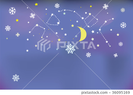 Night snow banner with stars Night snow banner with stars 36095169