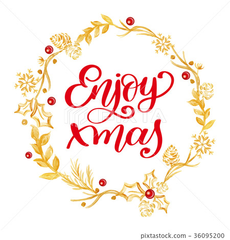Enjoy xmas Calligraphy Lettering red text and a Enjoy xmas Calligraphy Lettering red text and a 36095200