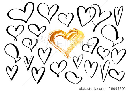 Set of hand drawn sketchy hearts on Valentines Day Set of hand drawn sketchy hearts on Valentines Day 36095201