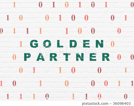 Business concept: Golden Partner on wall Business concept: Golden Partner on wall 36096403